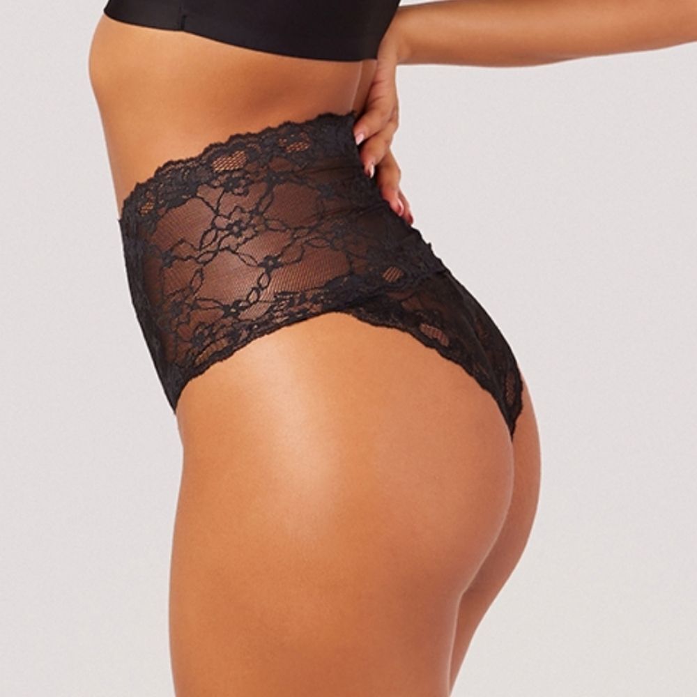 Elegant Black Lace High-Waisted Panty #9 - Picture 3 of 5